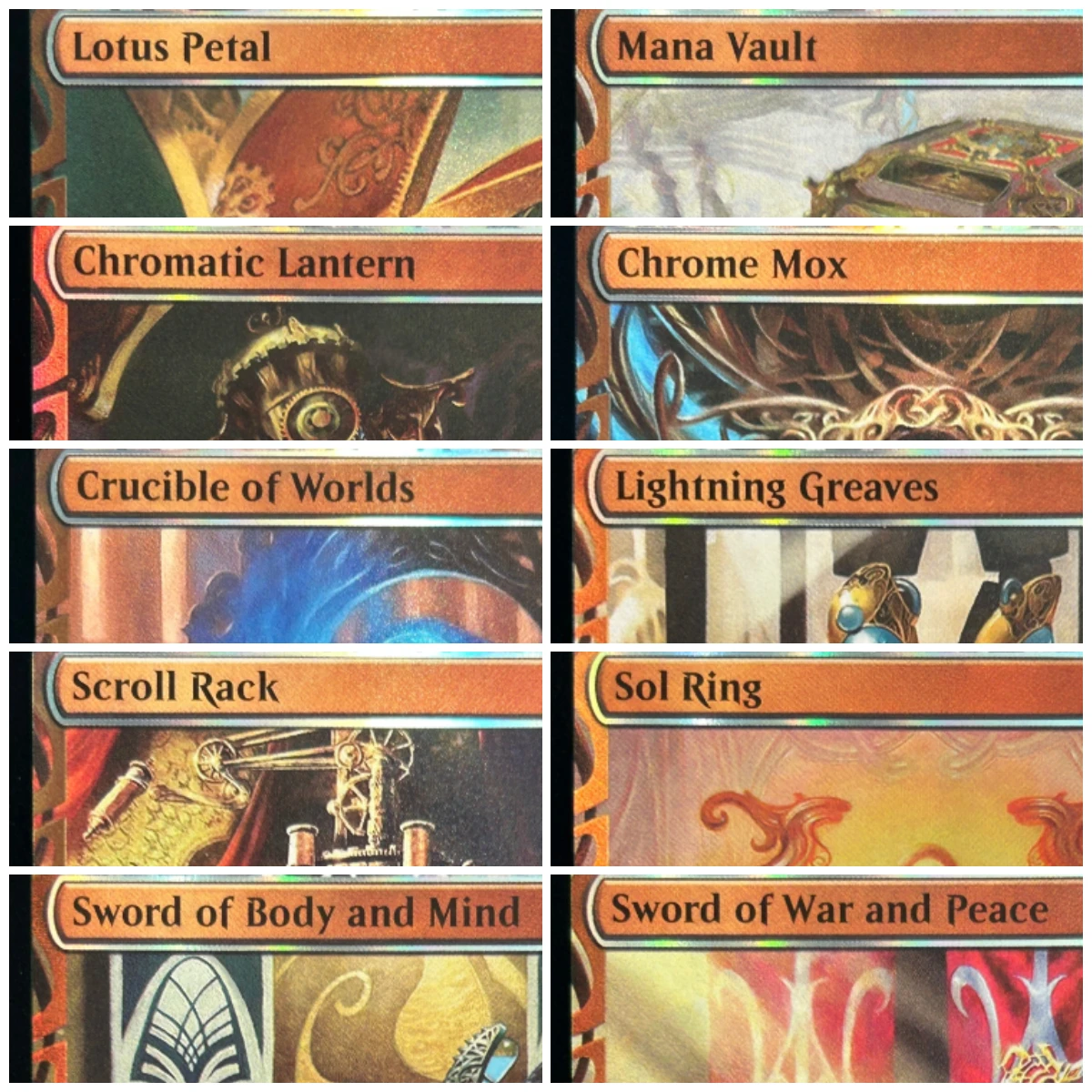LK65 MPS Foil Chromatic Lantern Chrome Mox Lightning Greaves Lotus Petal Mana Vault High-Quality TCG Proxy Cards (Black-Core)