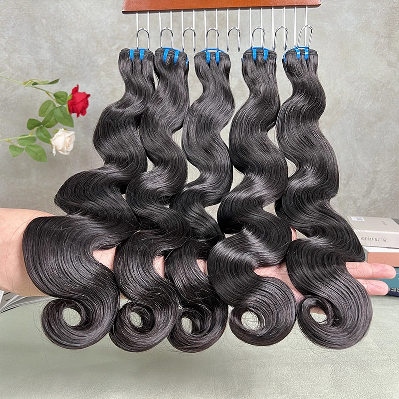 10-30 بوصة الجسم موجة الخام 100% شعر بشري غير معالج 18A جودة عالية نطاط وصلات شعر ناعمة ملحقات لحمة مزدوجة