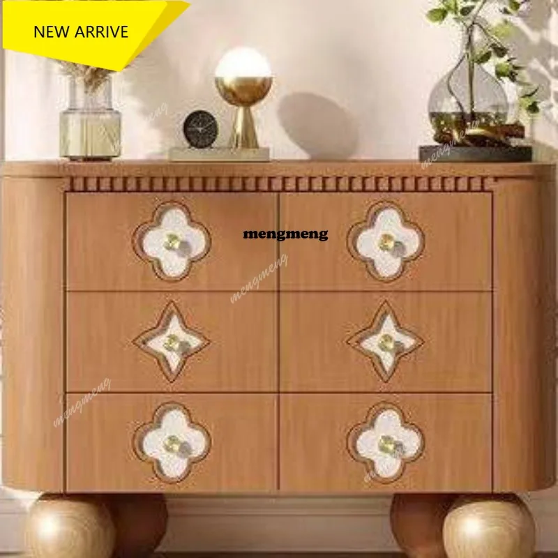 

M138 French cream style six-bucket cabinet solid wood retro locker, porch cabinet decorative cabinet