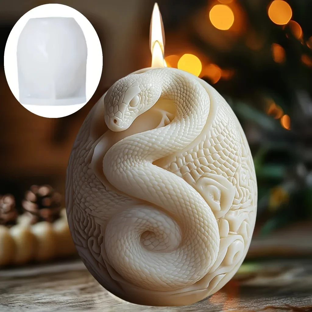 DIY Snake Relief Egg shaped Candle Silicone Mold Shell Breaking Snake Egg Resin Mould Spiral Snake Egg Cement Gypsum Molds