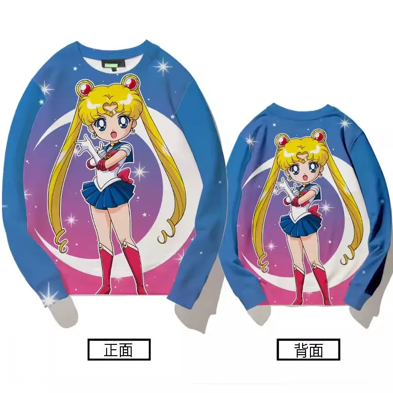 SAILOR MOON Tsukino Usagi Anime Sweatshirt Coat Loose Hoodie Casual Pullover Oversized Clothing Plus COS Clothes Full Color