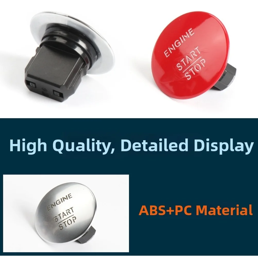 

Car Ignition Replacement Red,Silver Keyless Start Button Ignition Switch ABS PC Construction Plug-and-play Design