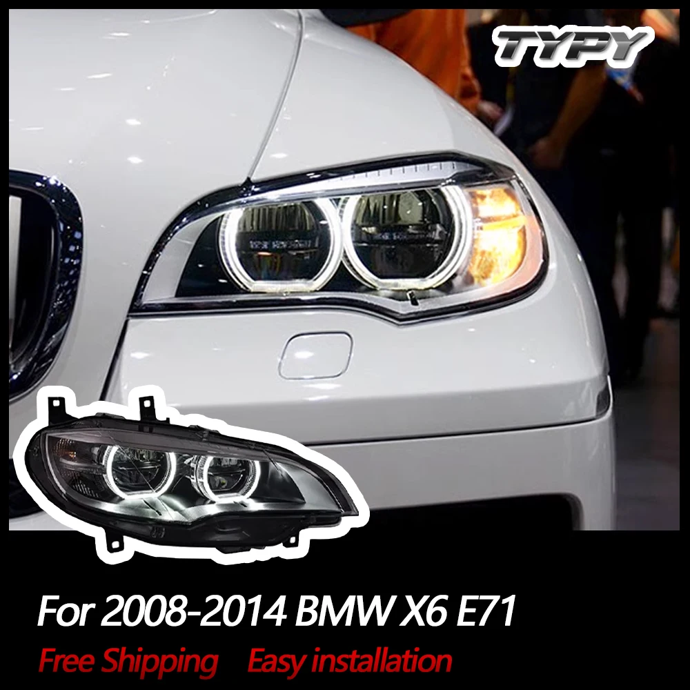 

Автомобильные фары TYPY для BMW X6 E71, фары 2008-2014, автомобильные двойные линзы, передние фары, ДХО, сигнал поворота, автозапчасти