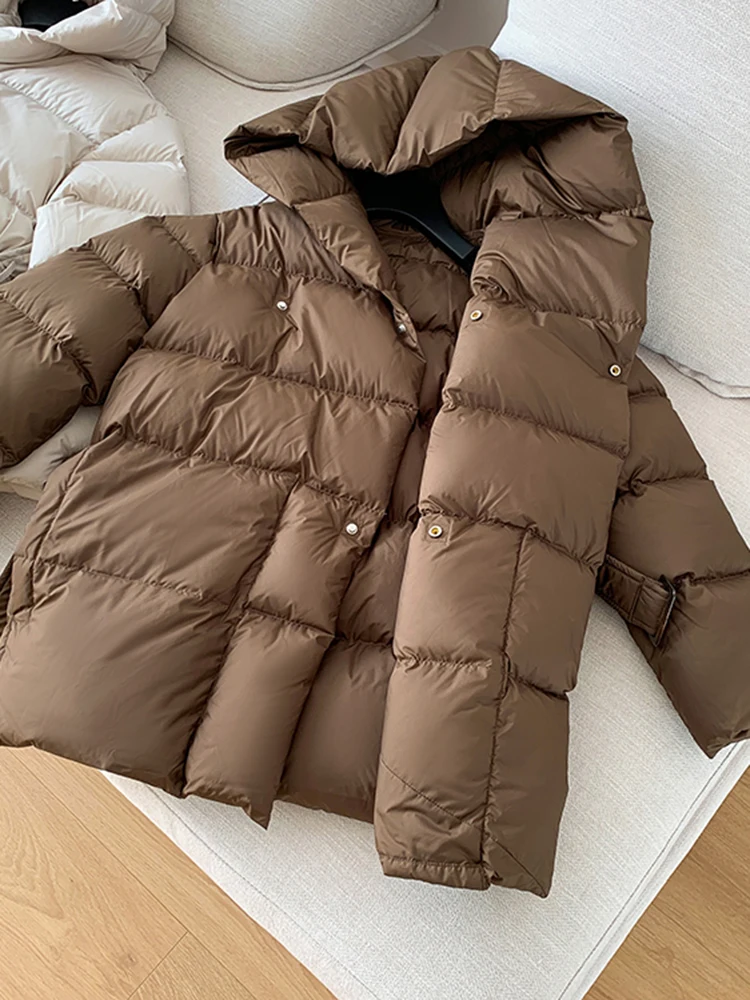 SEDUTMO Winter Tunika Warme Ente Unten Mantel Frauen Dicke Lange Jacken Herbst Mode Schlank Vintage Casual Parkas Mit Gürtel ED1996