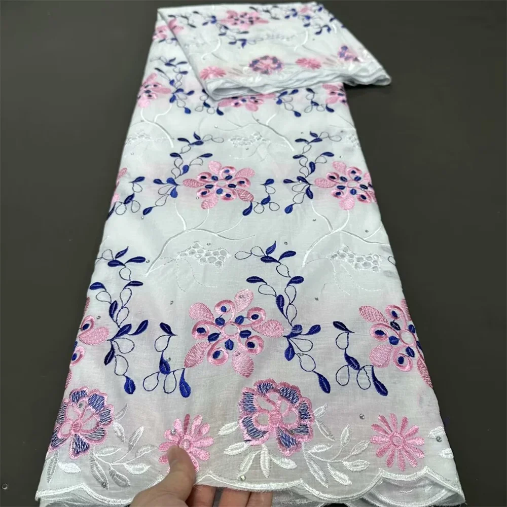 Latest African Cotton Lace Fabric 2024 Hight Qualiry Swiss Voile Lace in Switzerland Lace Fabric Nigeria For Women Wedding Dress