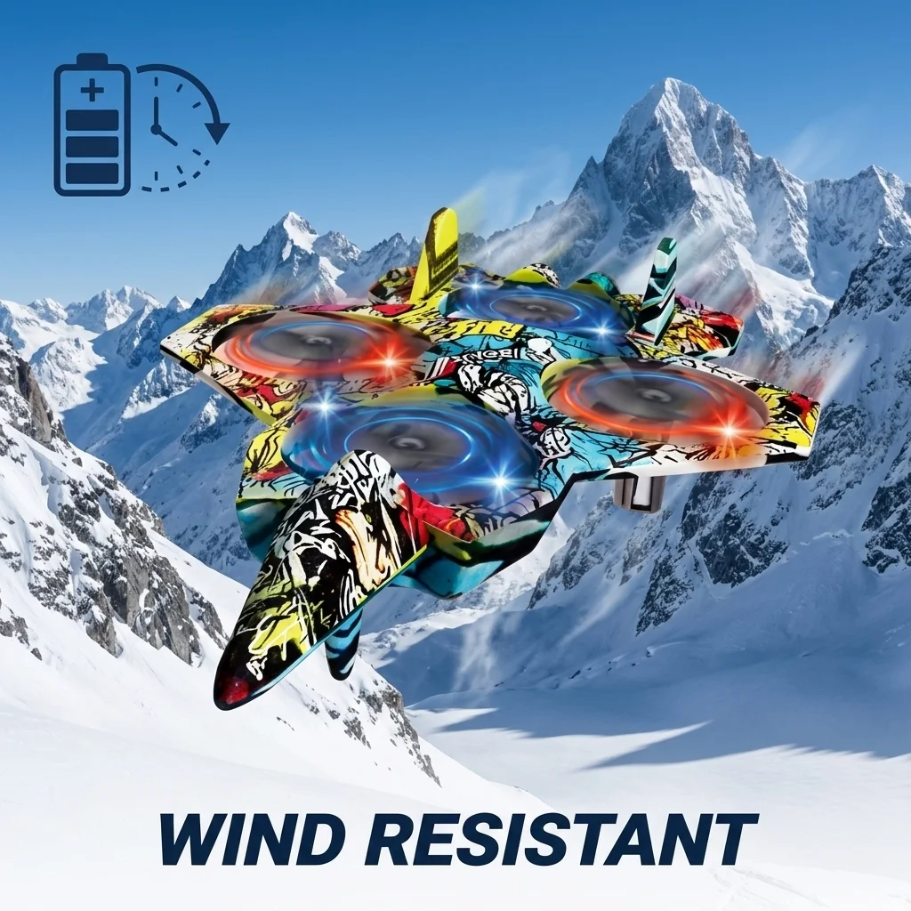 Toy Remote Control Plane One-Touch Takeoff Easy Operation Stable Flight High-Quality Materials Colorful Lights