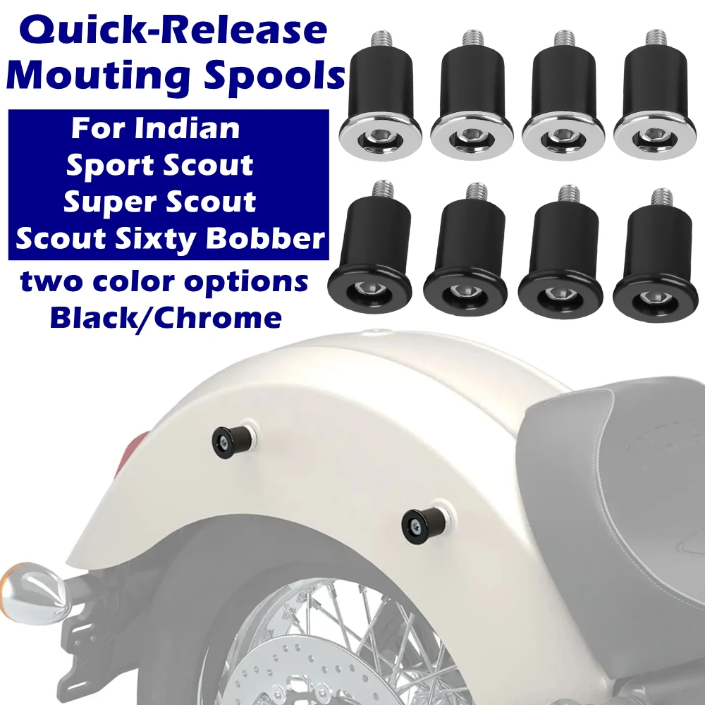 Per Indian Super Scout / Scout Sixty Bobber 2025 Bobine di montaggio a sgancio rapido 4 pezzi Bulloni per borse laterali per schienale Viti