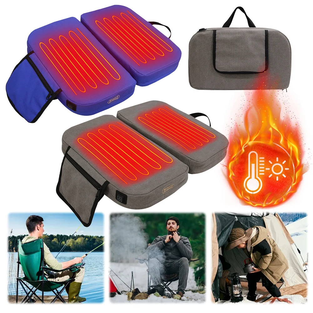 Folding Heating Chair Pad Waterproof Winter Warm Seat Pad USB Power Outdoor Camping Seat Cushion for Park Stadium Car Travel