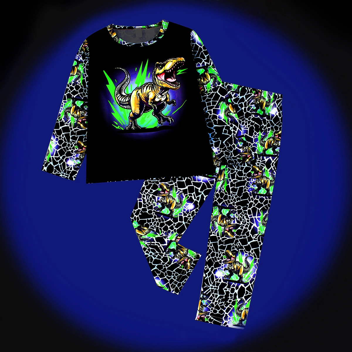Frühling Herbst Jungen Pyjama-Set Dinosaurier Astronaut Feuerwehrauto Druck Kinder Loungewear – Detail 10