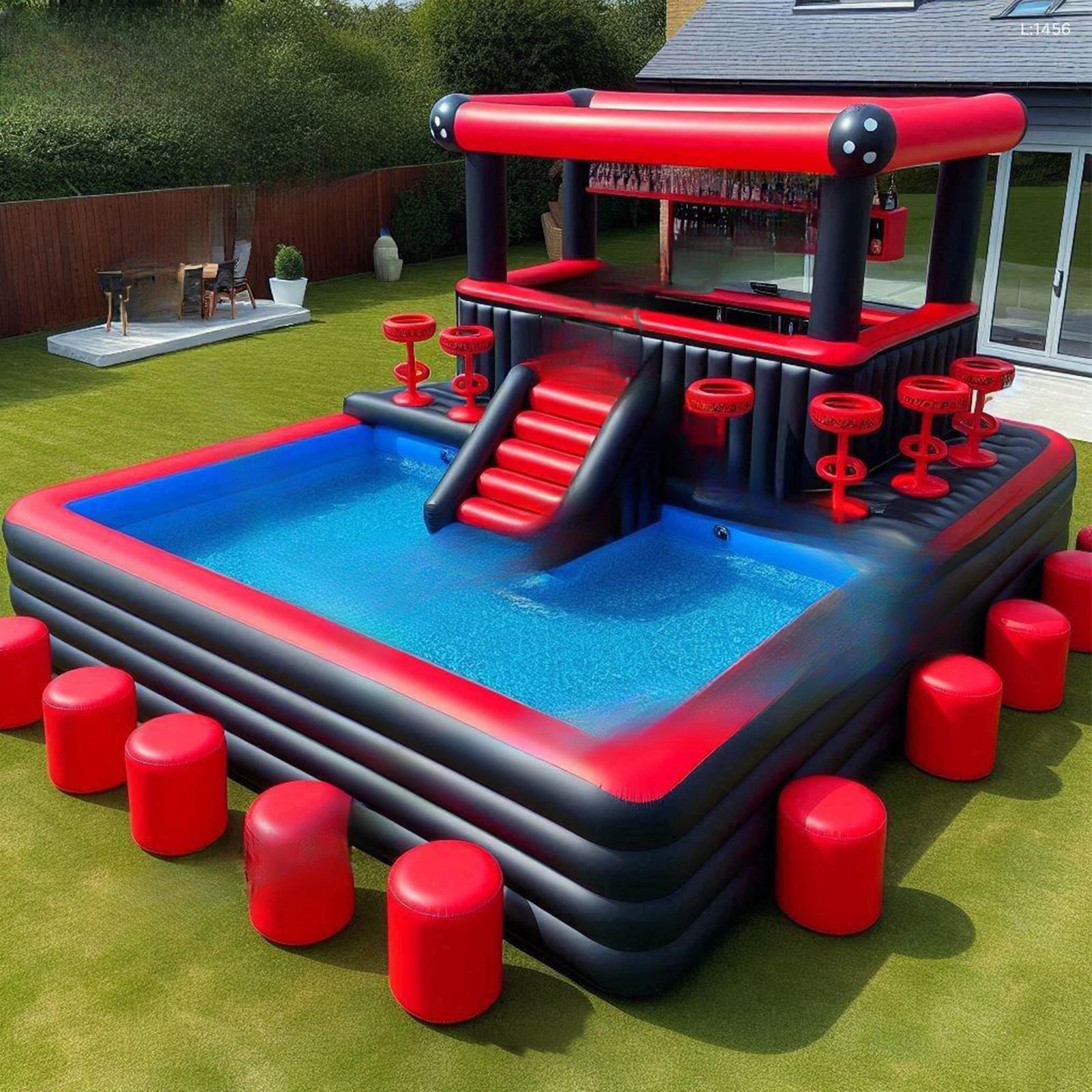 2024 newly designed water pool inflatable bar house blast pool bar party