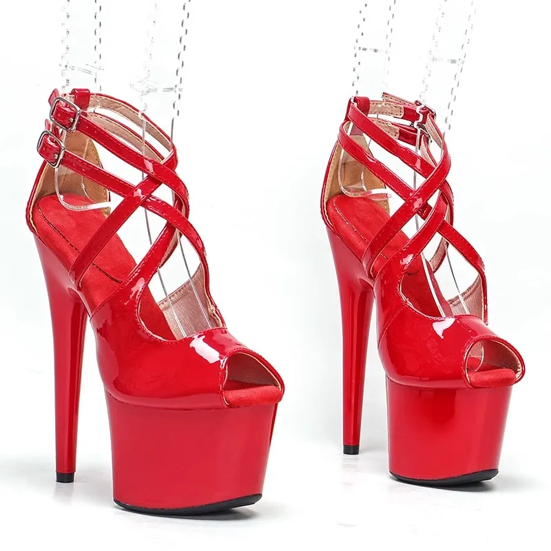 023 PU Uppre New Color High Heel Sandals 17cm /7inch Sexy Model Show Shoes And Pole Dancing Shoes