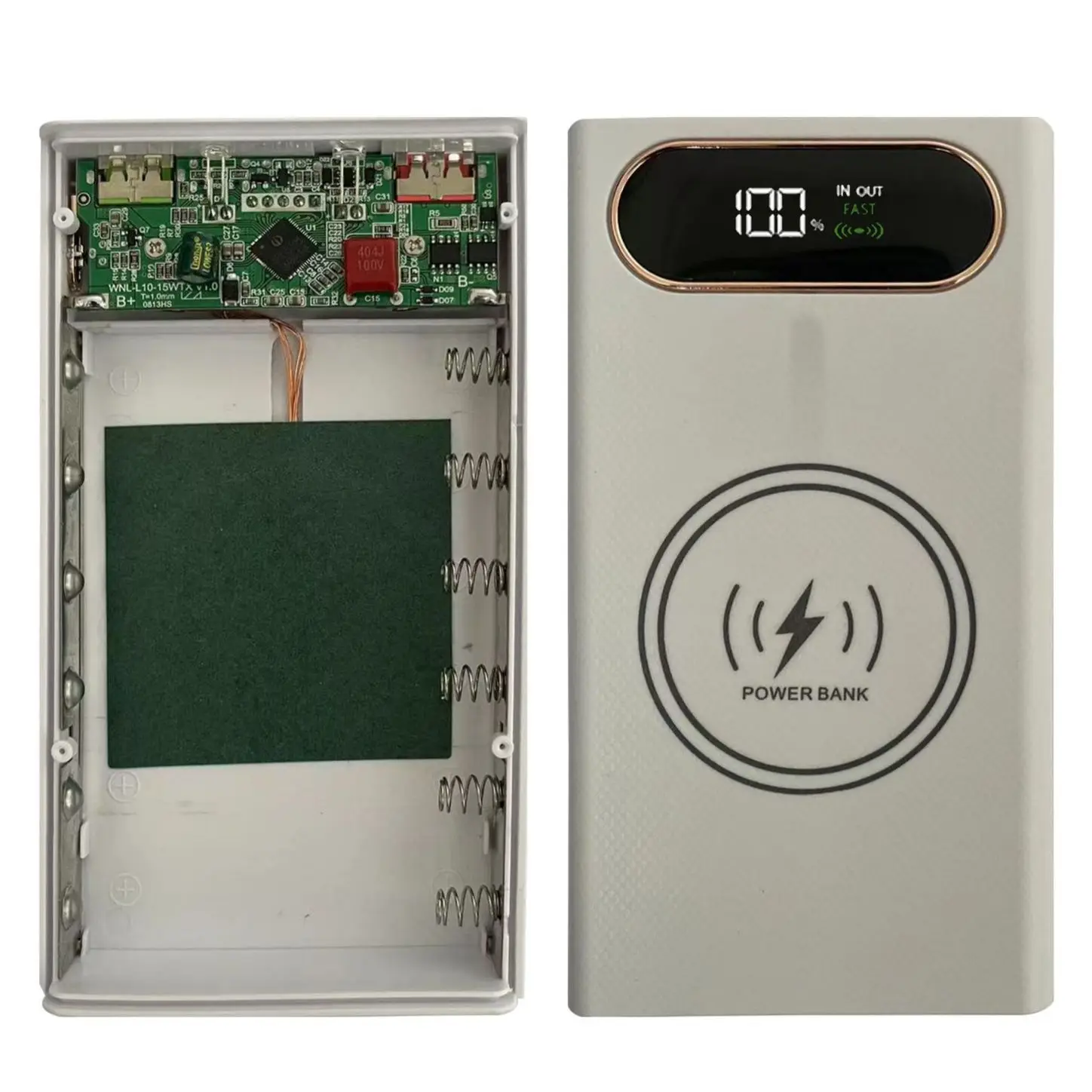 6*18650 Power Bank Battery Box Holder Portable Dual USB Type C Charge Shell for iPhone Xiaomi 22.5W Wireless 15W Battery Cases