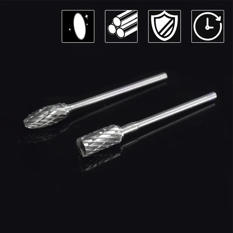 10pcs tungsten carbide shank cutter 3.175mm double cut rotary files