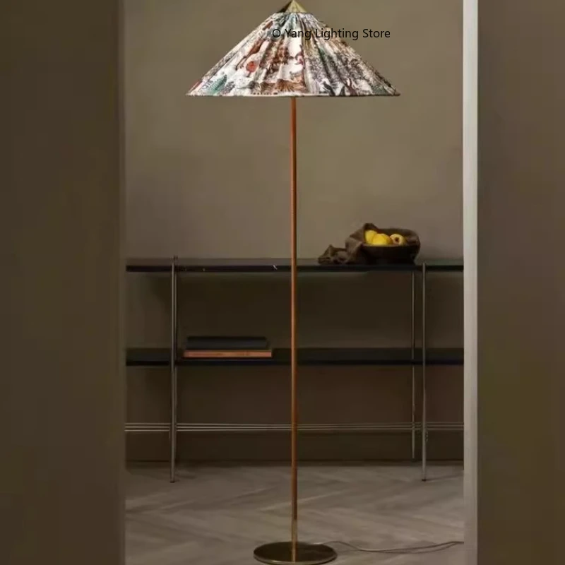 Wabi Sabi Printing Floor Lamps Designer LED Standing Lights Sofasides Medieval Living Room Homestay Cafe Indoor Light