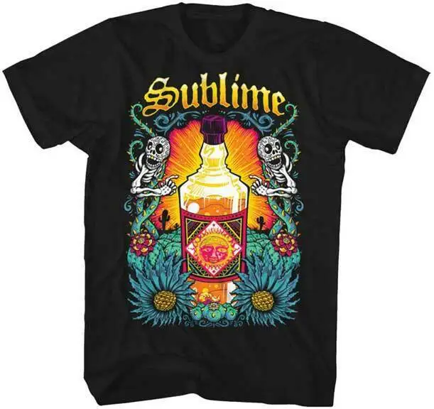 Sublime Sun Tequila Bottle Skulls Ska Punk Reggae Music Band T Shirt SUL69323