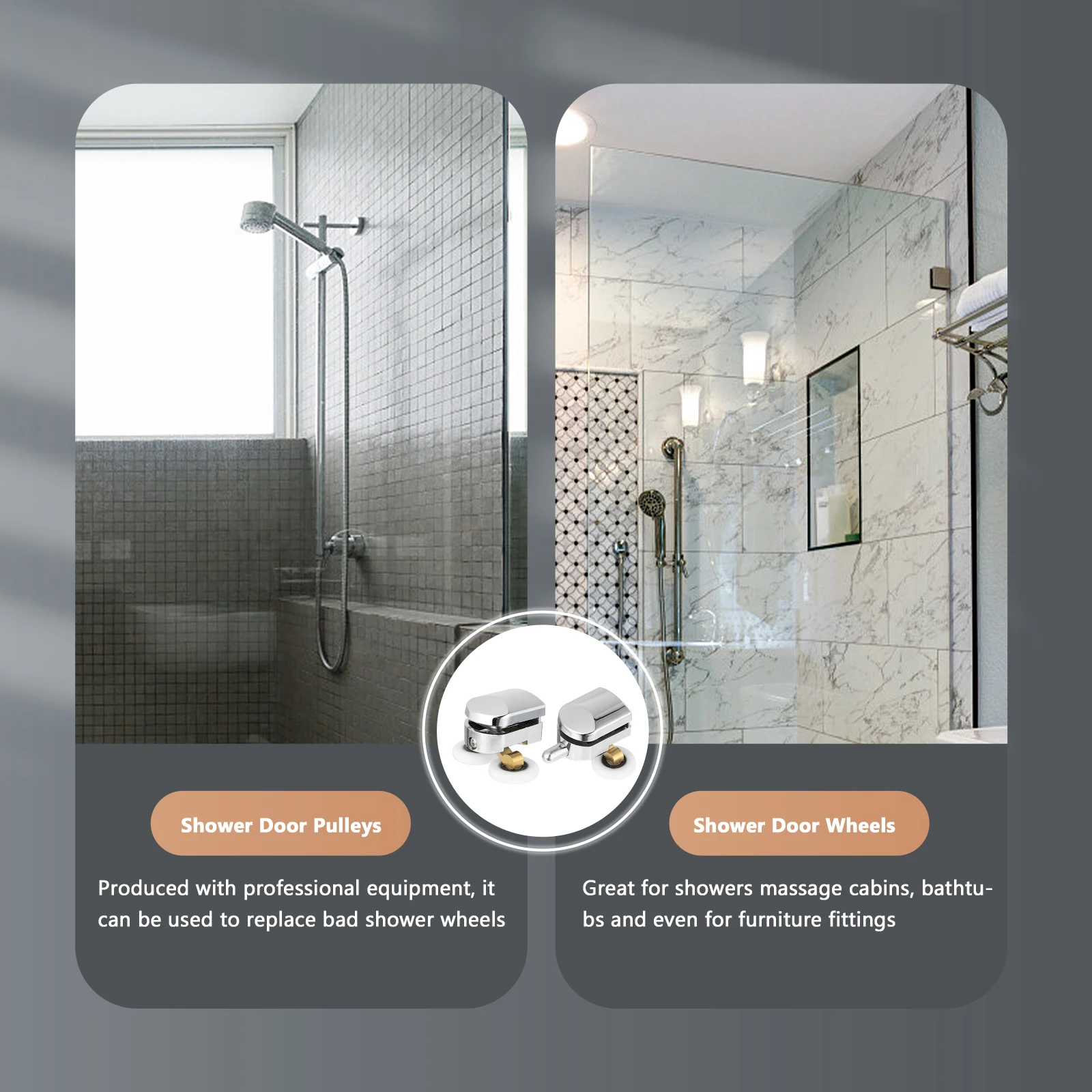 

Колеса для душевой двери, шкивы для стеклянной двери для ванной комнаты, гальваника, запасные части из пластикового сплава для душевой комнаты, прочный и долговечный