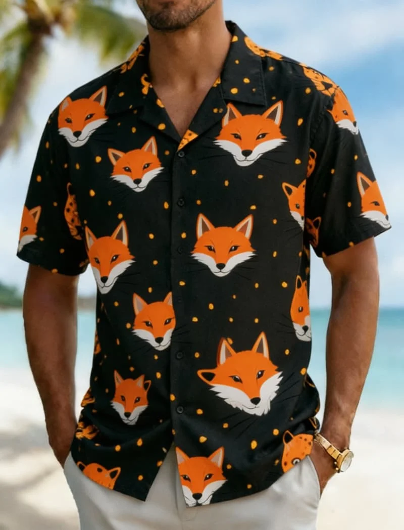 Men's Wild Animal Head Print Shirt, Cool Jungle Style for Summer Holiday, Beach Trips, Daily Outings & Casual Wear