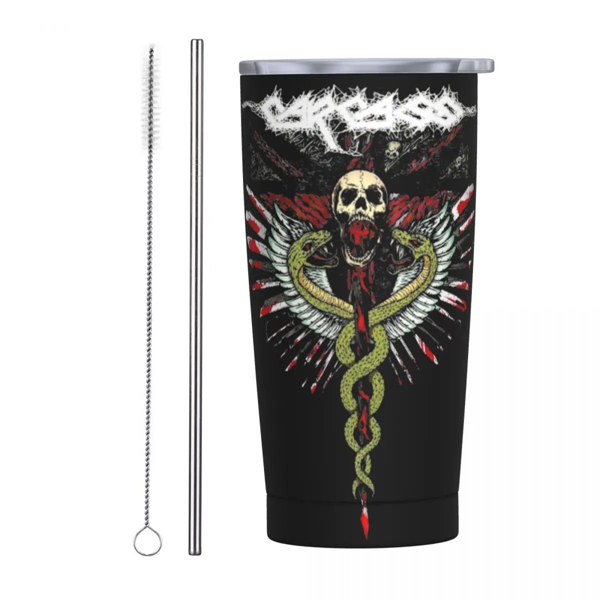 

Carcass Music Band Stainless Steel Tumbler Britain Heavy Metal Thermal Cups With Straws and Lid Mugs Cup Cold Drink Water Bottle