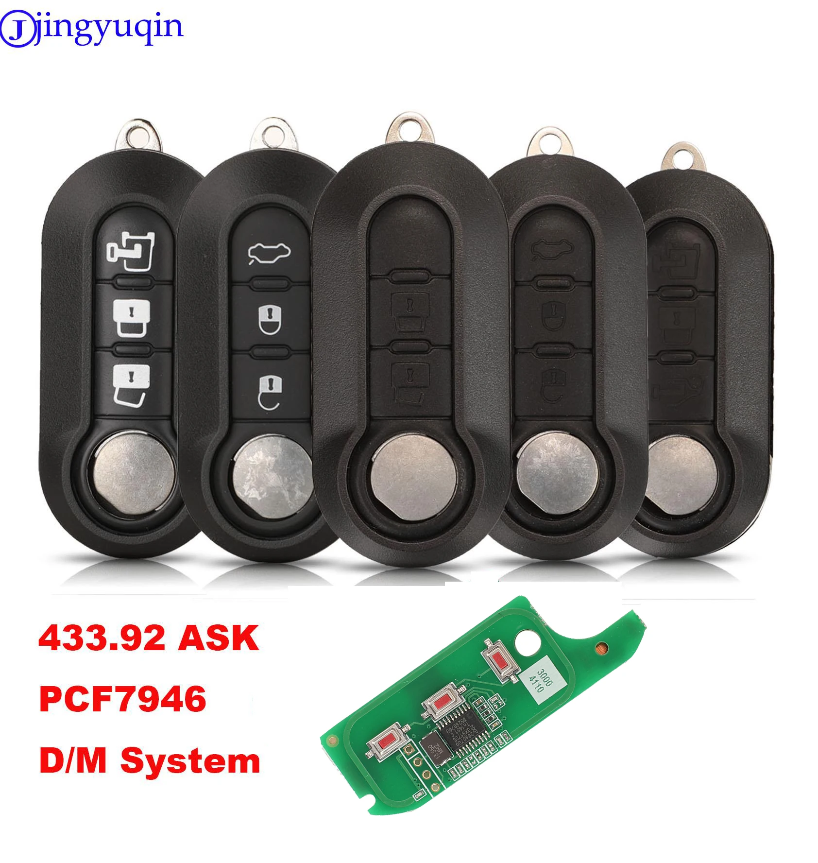 jingyuqin 10ps Car Remote Key For Fiat 500L MPV Ducato 433.92 ASK PCF7946 Dephi/Magnetei System 2/3 Buttons