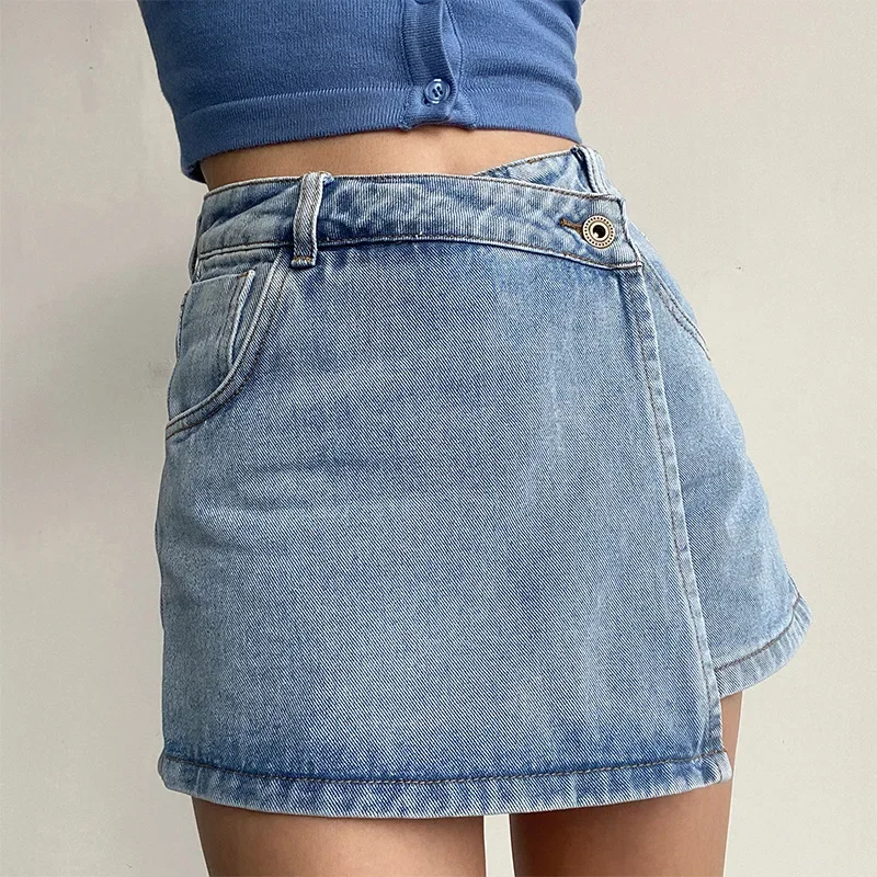 Denim Mini Dress Women's High-Waisted Slimming A- Line Skirt Versatile Bodycon Trendy Summer Fashion 2025 Year Dress