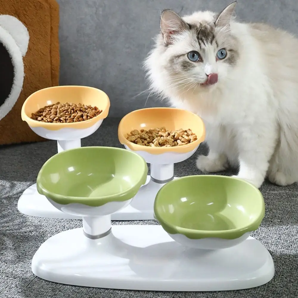 

Adjustable Pet Bowl Double Bowl Detachable Dog Food Feeding Basin Plastic Large Capacity Pet Drinking Feeder Kitten Puppy