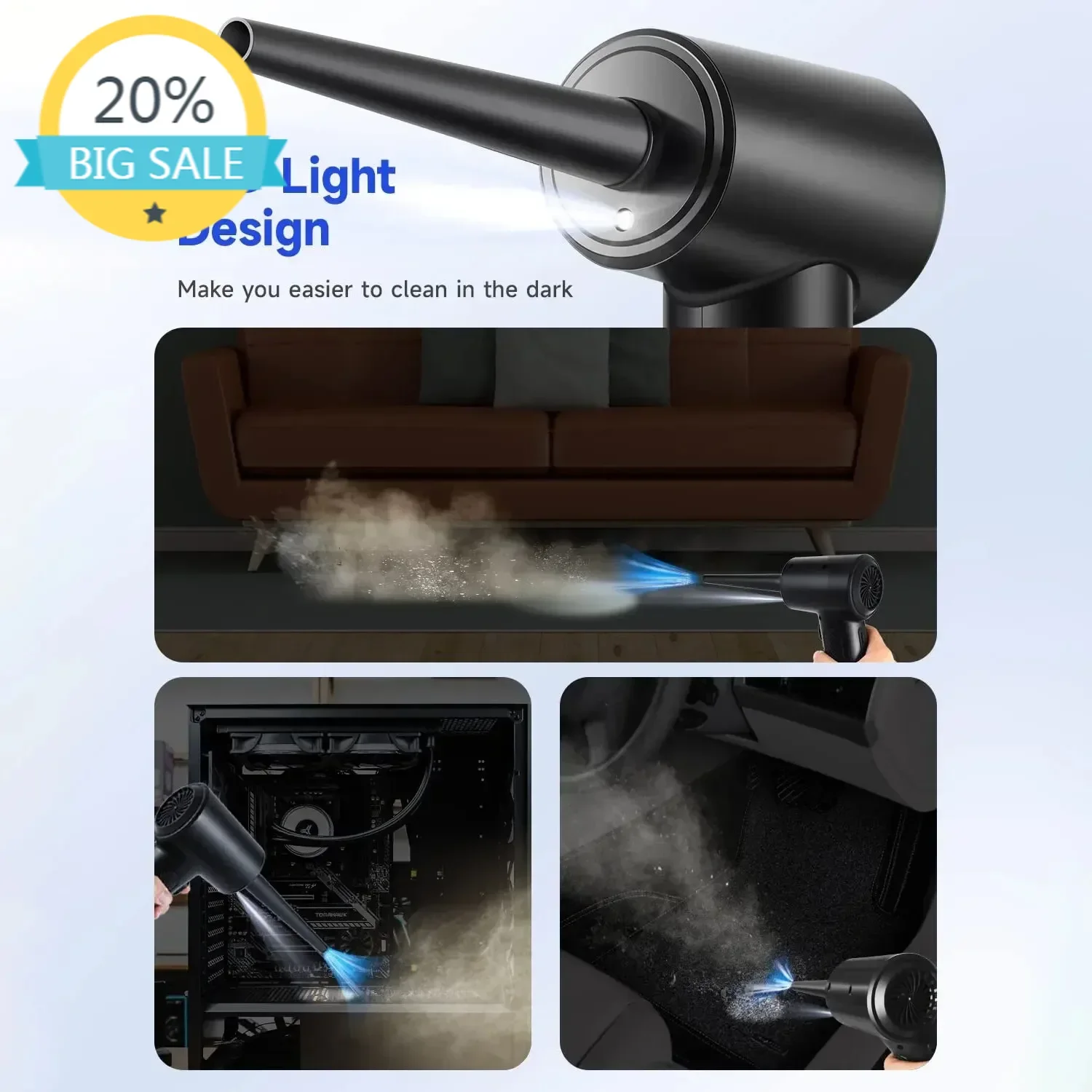 

Compressed Air Duster Electric Rechargeable Cordless Air Blower Compressed Air For Cleaning Computer Keyboard Camera Car Home