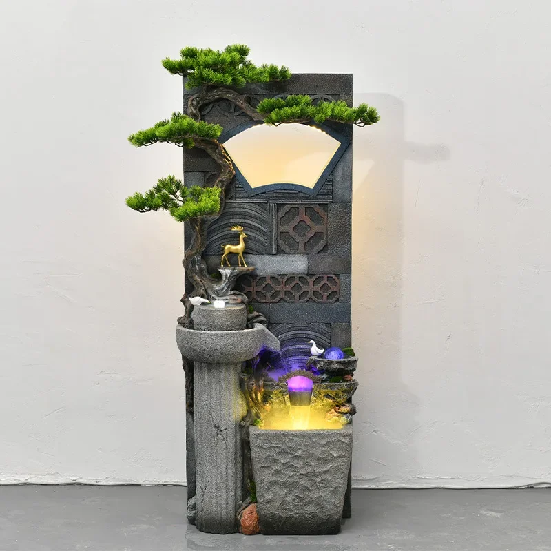 2026 indoor out garden home decor accessories large resin water fountain waterfall curtain with light fish tank