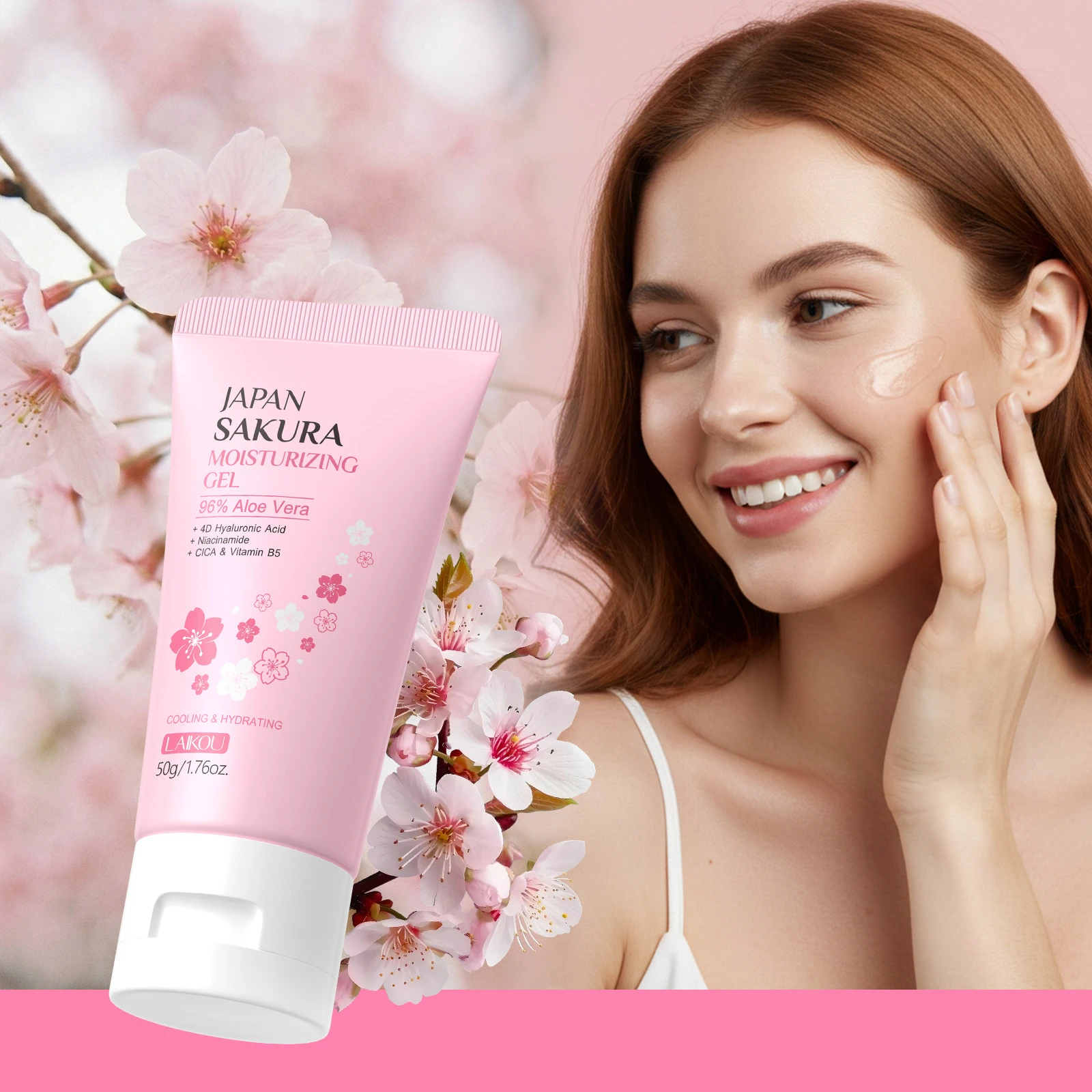 

LAIKOU Cherry Blossom Anti Aging Gel, Moisturizing Face Moisturizer for Oily Skin, Pore Minimizer Lightweight Cream 50g