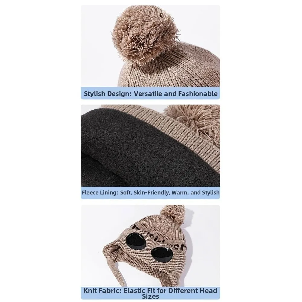 أزياء يندبروف نظارات محبوك قبعة الأذن حماة الباردة واقية قبعة صوفية قبعات صغيرة دافئة الشتاء