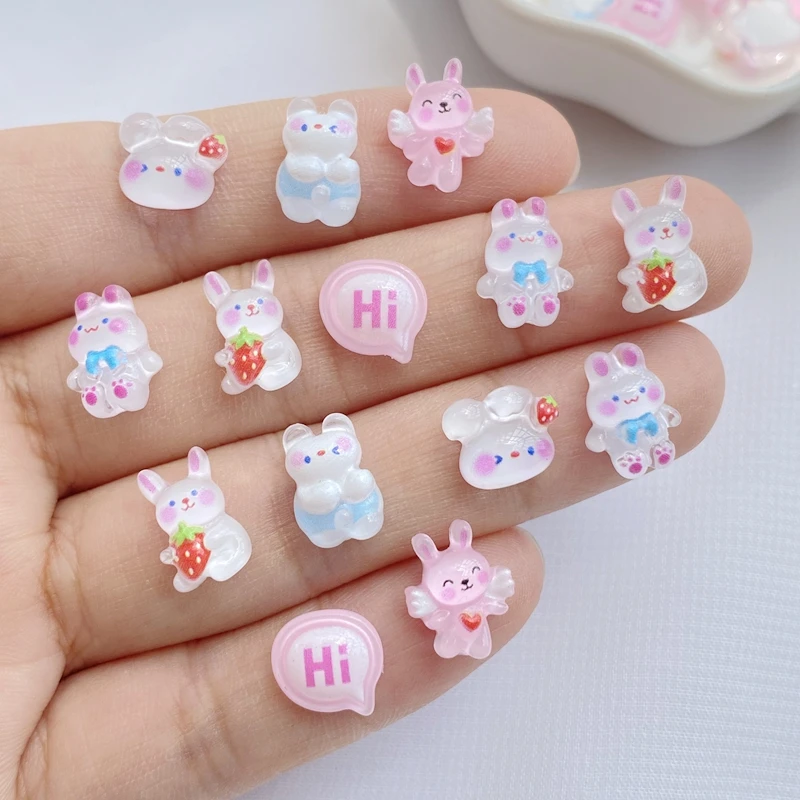 50Pcs Mixed Nail Art Resin Cartoon Rabbit Series Charms Rhinestones DIY Craft For Nail 3D Decorations Jewelry