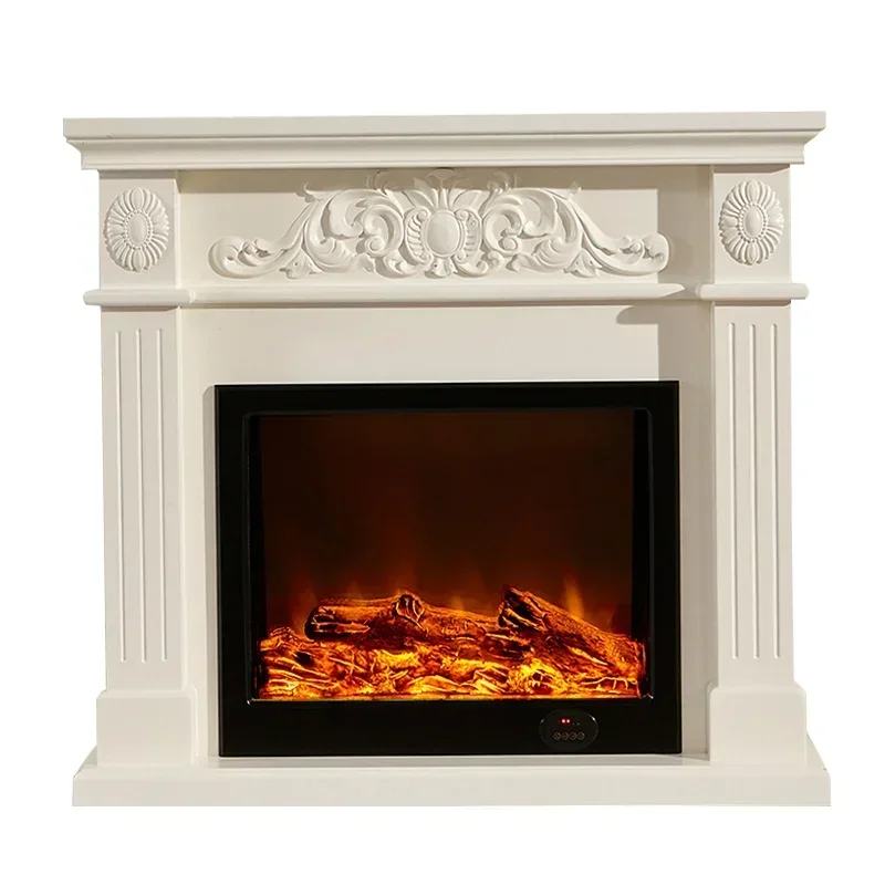 GZ-13 Fireplace Curio Cabinet Living Room Ivory White Simple TV Cabinet American Solid Wood Fireplace Mantel