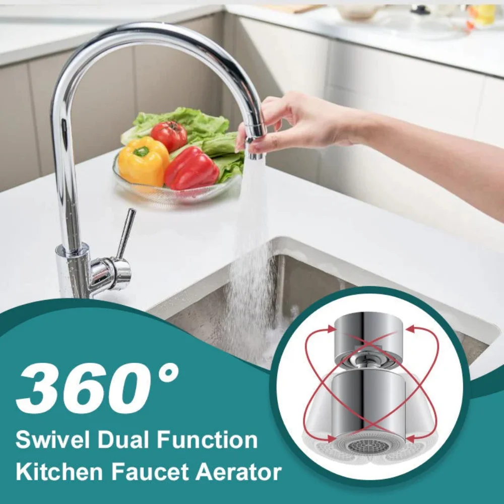 

2026New 2 Mode Kitchen Faucet Spray Head Filter Adjustable 360° Rotary Splashback Tap Nozzle Bubbler Kitchen Sink Faucet Aerator