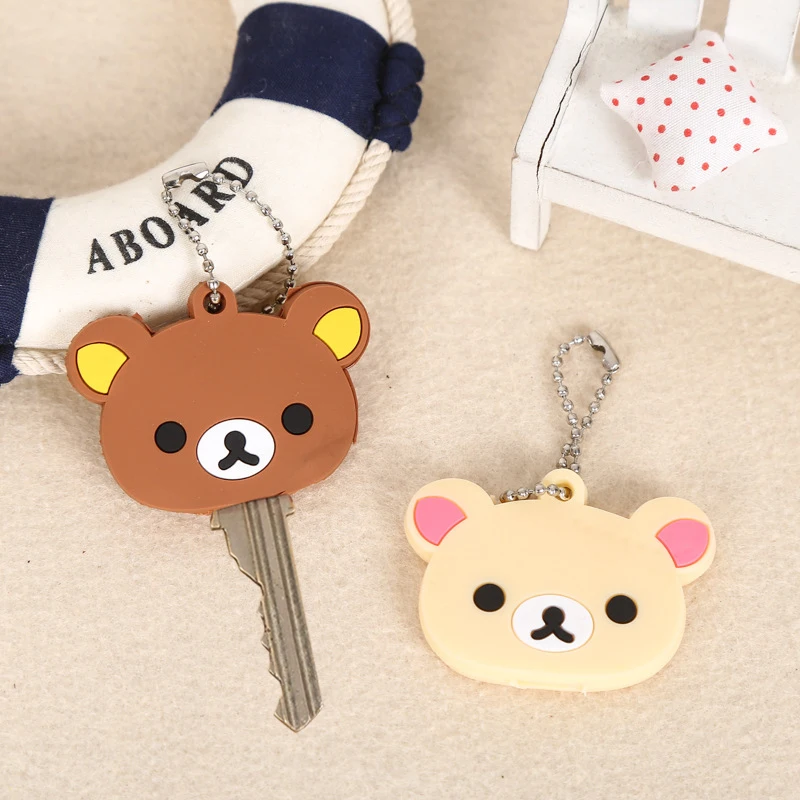 Rilakkuma-funda protectora para llaves, llaveros, Anime nuevo, Relax Bear, fundas de PVC, mochila, bolsos, llaveros, colgantes, dijes, regalo, gran oferta
