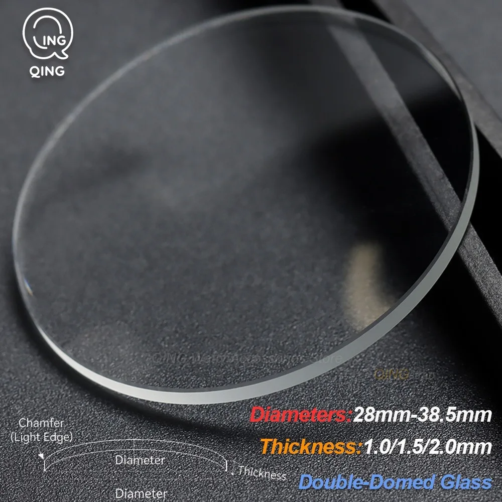 1.0/1.5/2.0mm Double Dome Thickness Mineral Watch Crystal Watch Glass Replacement Transparent Watch Lens 28mm-38.5mm Repair Part