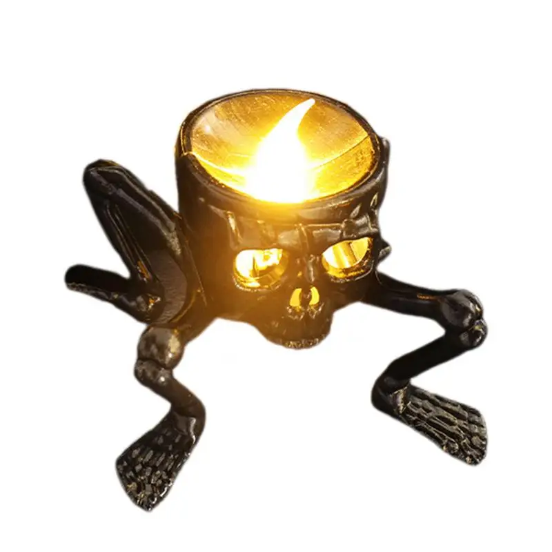 

Fake Tea Lights Skull Flameless Halloween LED Candles 8cm/3.1inch Skull Design Flickering Flameless Tea Lights Battery Powered