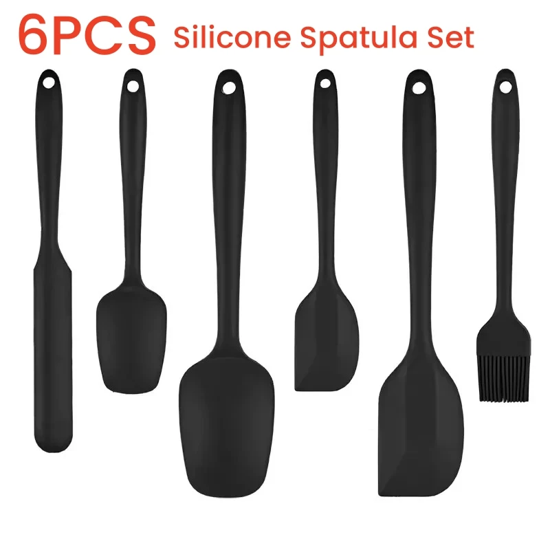 6 Pcs/Set Silicone Spatula Set Food Grade Non Stick Heat Resistant Spatulas Turner for Cooking Baking Mixing Baking Tools