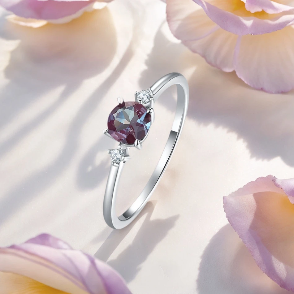

ALLNOEL Alexandrite 100% 925 Silver Rings For Women Change Color June Birthstone Rhodium Plated Wedding Gift Wholesale Jewelry