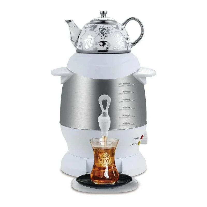 

Popular Electric Samovar 6 Litre Tea Pot Stylish Turkish Russian Stainless Steel Tea Maker