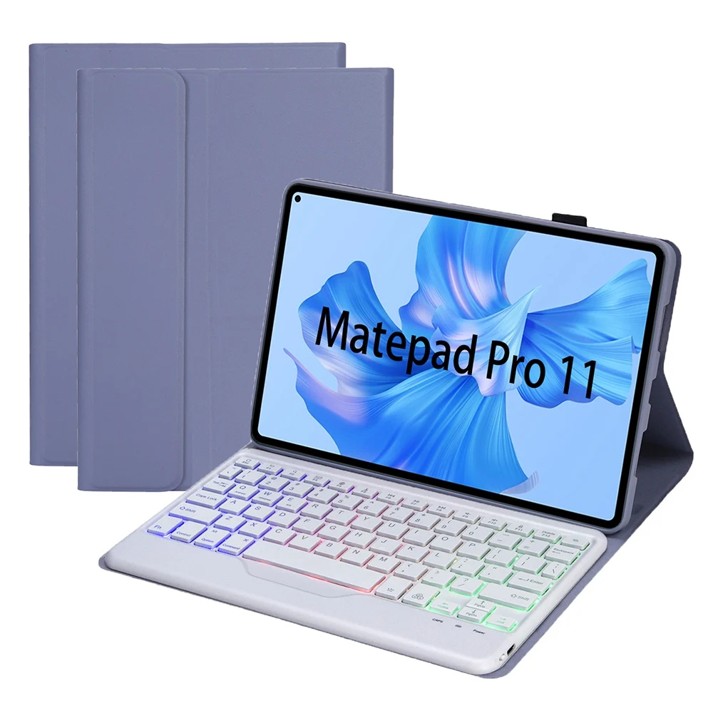 

Для Huawei MatePad Pro 11 (2022) кожаный защитный чехол-подставка со съемной трехцветной подсветкой Bluetooth-клавиатура