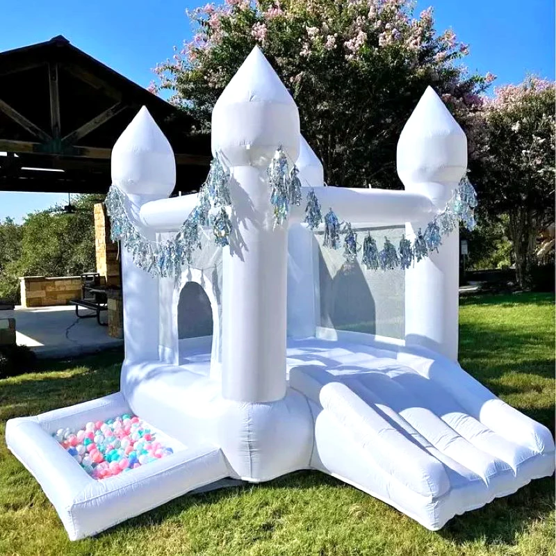Bounce House Inflatable White Castle Children's Mini Inflatable Castle PVC Kids Toy Children's Castle Including a blower