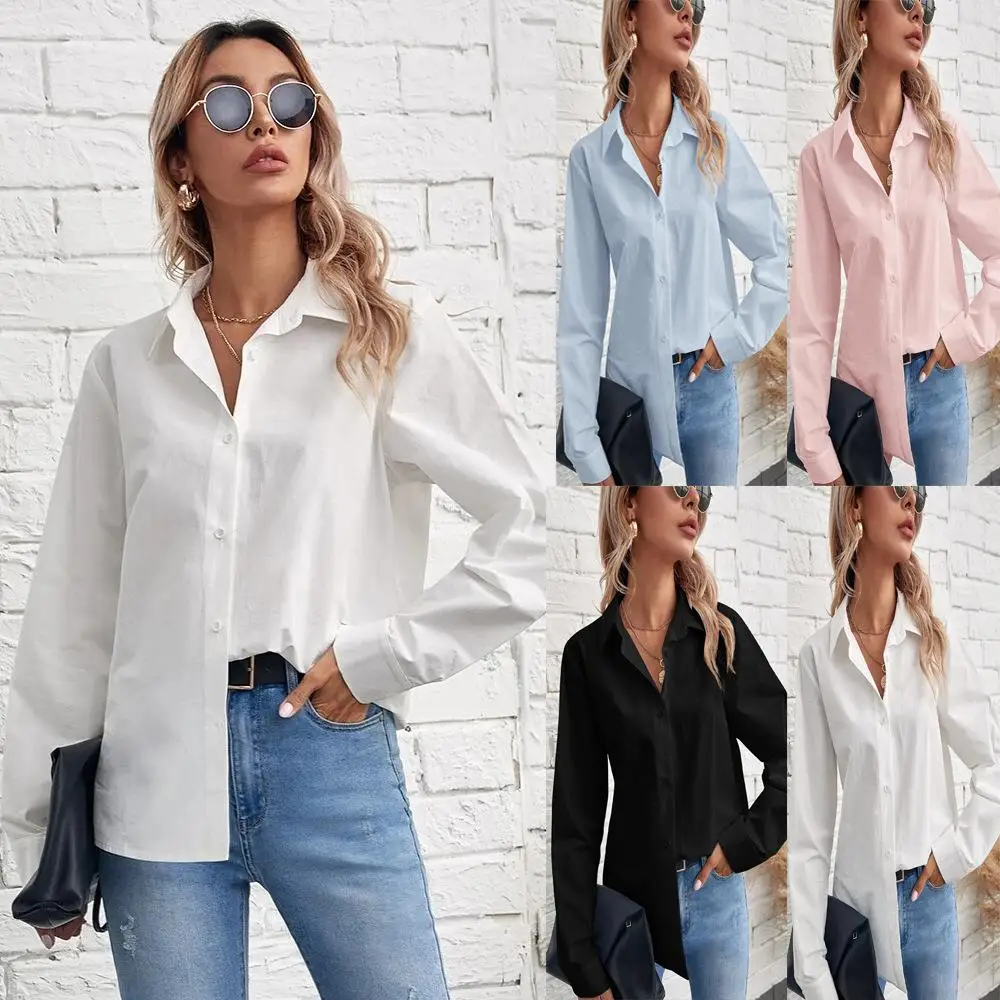 

Женский топ Long Sve irt Commute Sle из полиэстера 00% стандартной длины све, чистый цвет, не деформируемый