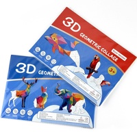 3D Geometric Heteroideus Animal Puzzle Stickers Puzzle Stress Relieving Block Drawing DIY Stickers Basic /Advanced Version/2PCS