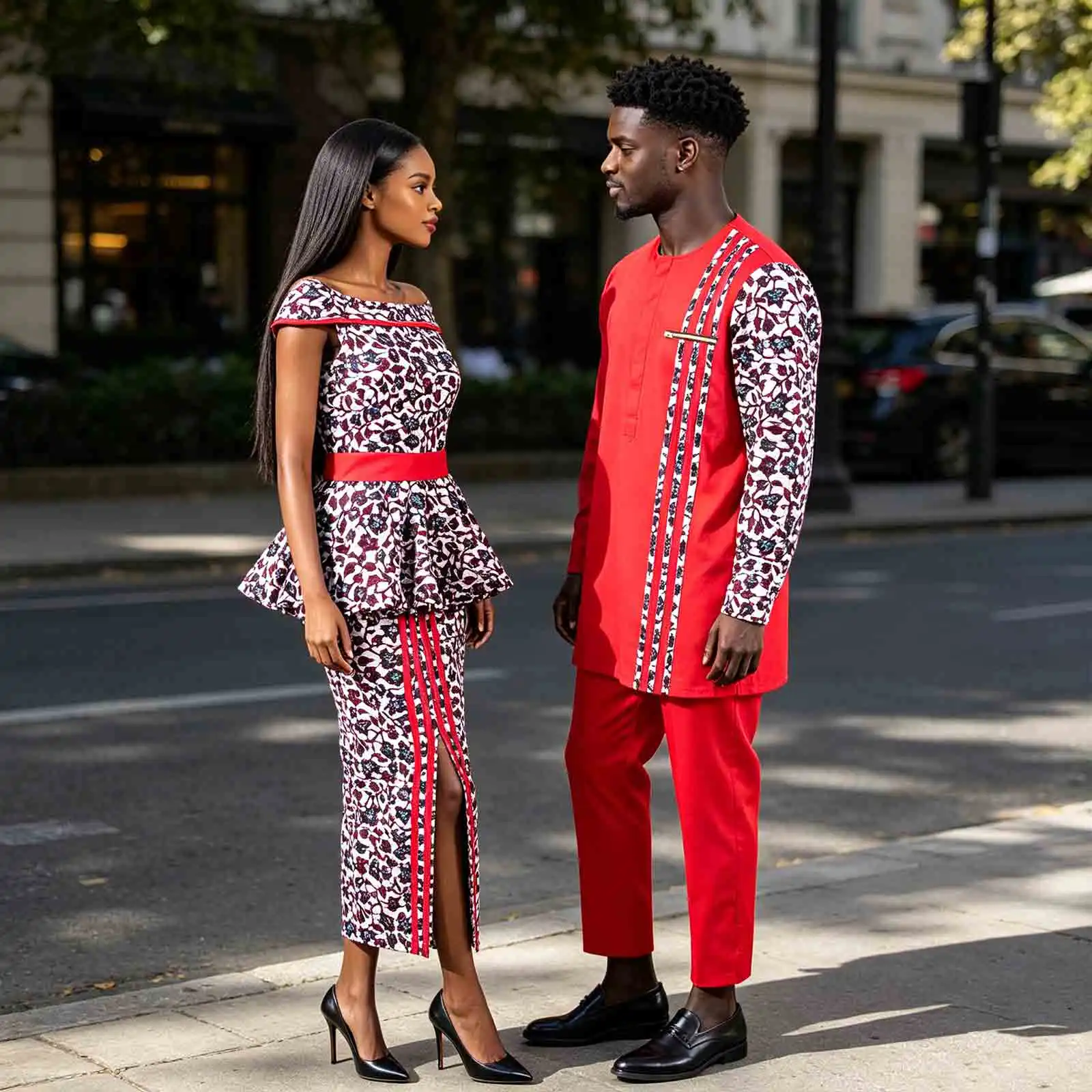 Conjuntos de camisas y pantalones a juego para hombre y mujer, vestidos africanos Dashiki, Top y faldas divididas para boda, Y23C006