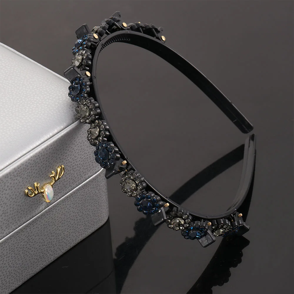 

Antislip Fixed Rhinestone Broken hair artifact Multi-storey Black Braided Hair Clip Styling Tool Toothed Clip Weave Head Hoop