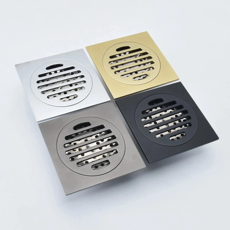 Bathroom Square Floor Drains Solid Brass Shower Floor Drains Tile Insert Invisible Drain Channel Black Floor Drains