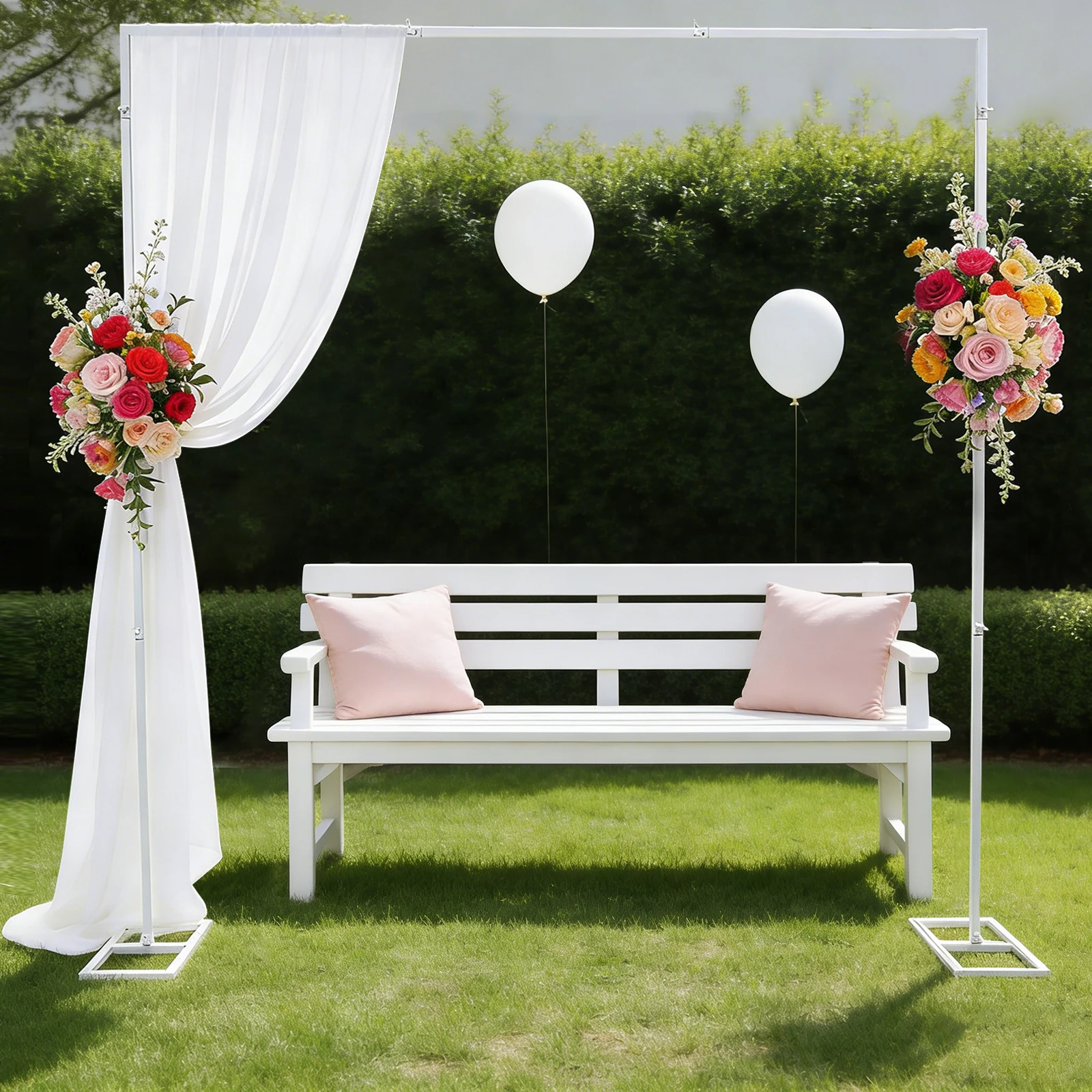 

Металлическая свадебная арка-стойка 2.4x2.4м, белая, прочная, для фона, 7.87x7.87 футов, опорная рама для свадебного фона
