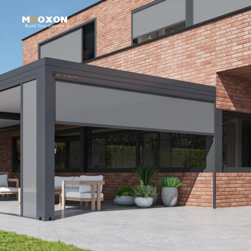 

Outdoor Roller Blinds Motorized Waterproof UV Protection Windproof Sun Shading Blackout for Pergola and Patio
