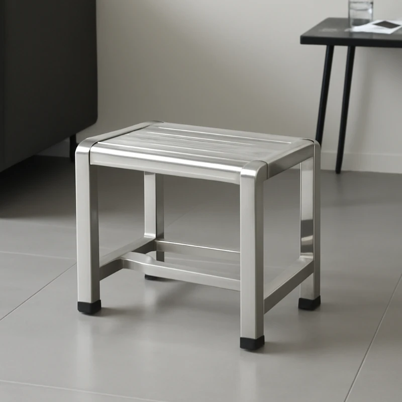 

Portable Waterproof Rust-Proof Stainless Steel Bathroom Stool Hollow Breathable Outdoor Low Stool for Home Use