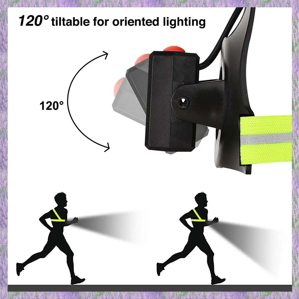 A63K-ไฟวิ่งกลางคืนสําหรับนักวิ่ง โคมไฟหน้าอก LED พร้อมเกียร์เสื้อกั๊กสะท้อนแสง และไฟชาร์จแบตเตอรี่แบบชาร์จไฟได้