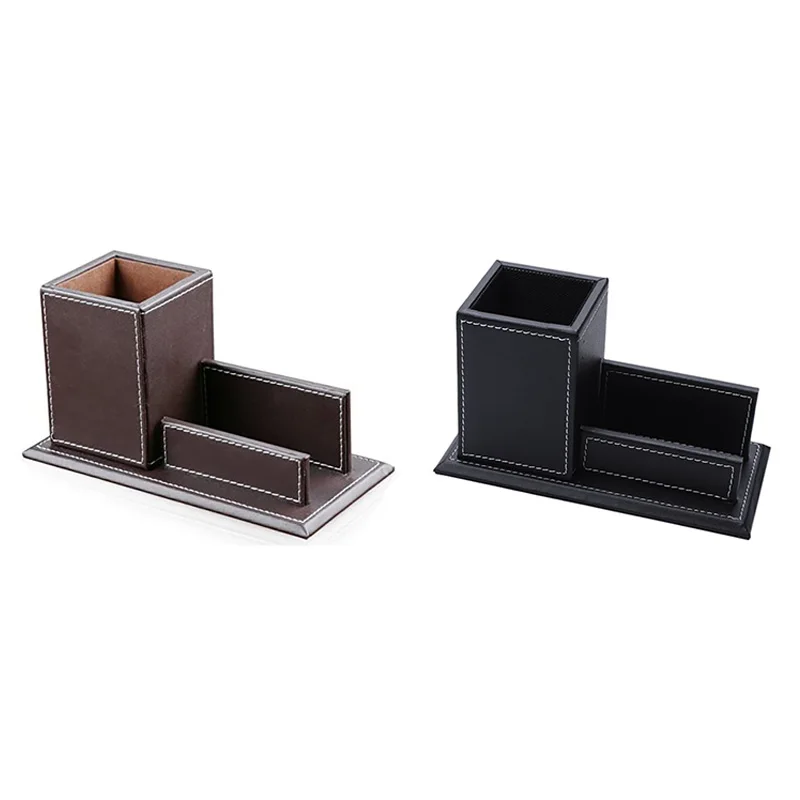 

1PCS PU Leather Multi-Function Desk Stationery Organizer Storage Box Pen, Phone, Business Name Cards Remote Holder